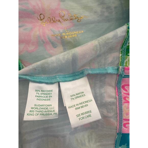 Lilly Pulitzer Claudia UPF 50+ fabric, High Tide Navy Honda print dress large - Picture 15 of 15